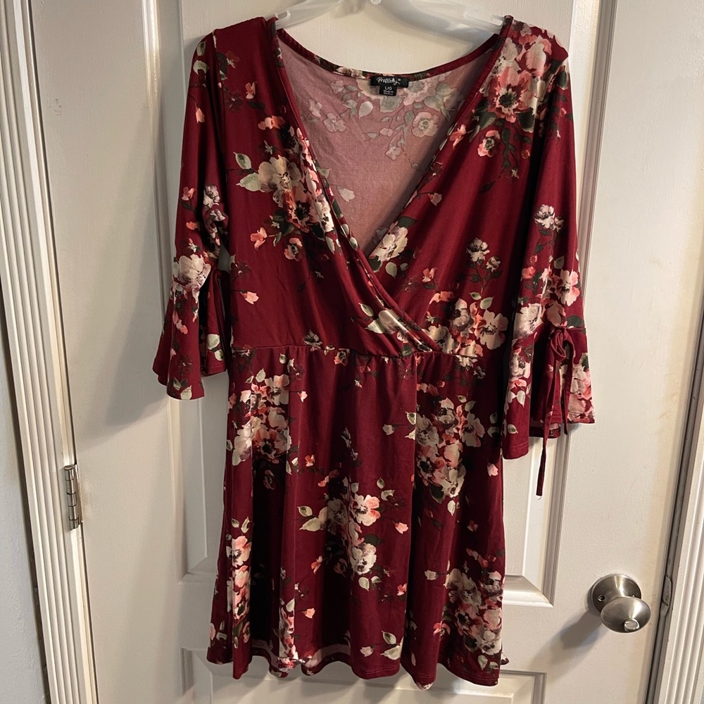 Rhapsody Womens Fall Floral Dress Size L
